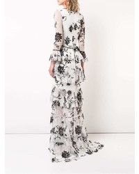 Marchesa Notte Embroidered Lace Dress