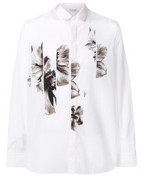 White and Black Floral Long Sleeve Shirt