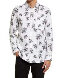 Ted Baker London Milhill Photographic Magnolia Floral Button Up Shirt In White At Nordstrom