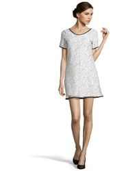 Hayden Black And White Floral Lace Short Sleeve Shift Dress