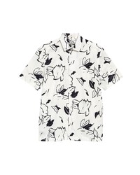 Ted Baker London Ashby Floral Outline Cotton Short Sleeve Button Up Shirt