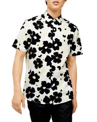 Topman Slim Fit Large Floral Print Short Sleeve Button Up Shirt