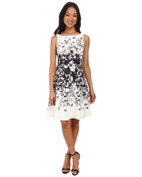 Maggy London Graduated Floral Light Weight Scuba Fit Flare Dress