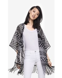 Express Fringe Hem Printed Tunic Kimono