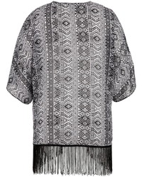 Maurices Plus Size Chiffon Kimono In Ethnic Print With Fringe