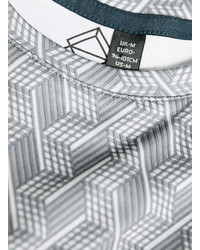 Topman Sport Grey Geometric Print Tech Panel T Shirt