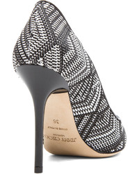 Jimmy Choo Abel Pointed Woven Fabric Pumps In Black White