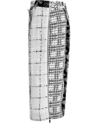 Thom Browne Paneled Tweed And Re Embroidered Lace Skirt