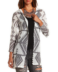 Charlotte Russe Hooded Aztec Duster Cardigan Sweater