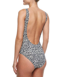 Tory Burch Tribal Print Lace Up One Piece Swimsuit