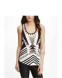 Express Lace Back Graphic Tank Sequin Aztec White Large