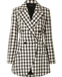 White and Black Gingham Double Breasted Blazer