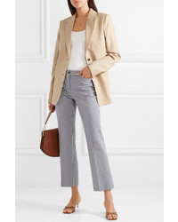 Michael Kors Collection Cropped Gingham Cotton Blend Straight Leg Pants