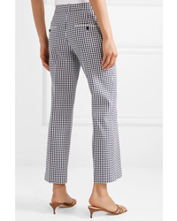 Michael Kors Collection Cropped Gingham Cotton Blend Straight Leg Pants