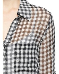 Diane von Furstenberg Lorelei Two Gingham Check Silk Chiffon Shirt