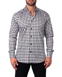 Maceoo Einstein Contemporary Fit Gingham Button Up Shirt In White At Nordstrom