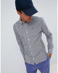 Tommy Jeans Essential Gingham Flag Logo Shirt In Navy