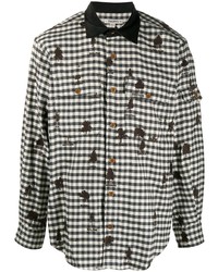 Phipps Gingham Shirt With All Over Tree Embroidery