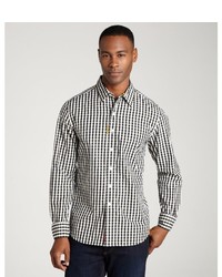 Robert Graham Navy And White Gingham Cotton Nicholas Long Sleeve Button Front Shirt