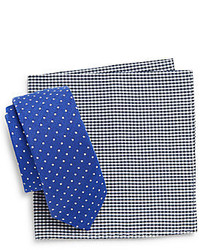 Original Penguin Alba Polka Dot Tie Gingham Pocket Square Set