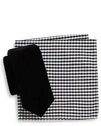 Original Penguin Velvet Tie Gingham Pocket Square Set