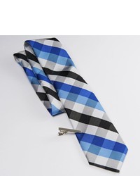 Apt. 9 Gingham Plaid Skinny Tie Tie Bar Set
