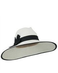 Jeanne Simmons Upf 50 Fedora Crown Paper Braid Hat White Black W35s16d