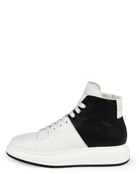 Alexander McQueen Colorblock Leather High Top Sneaker Blackwhite