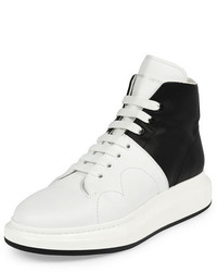 Alexander McQueen Colorblock Leather High Top Sneaker Blackwhite