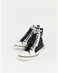 Diesel Mid Patch Hi Top Trainers In Black White