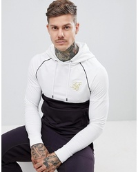 Siksilk Hoodie In Navy With Contrast White Panel