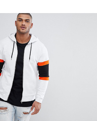 ASOS DESIGN Tall Zip Up Hoodie With Colour Blocking Marl