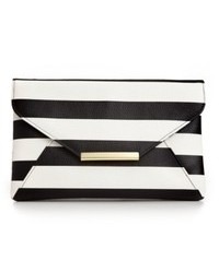 White and Black Horizontal Striped Bag