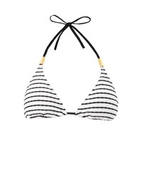 White and Black Horizontal Striped Bikini Top