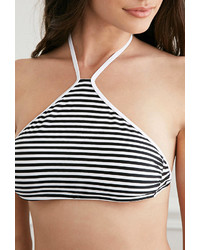 Forever 21 Striped High Neck Halter Bikini Top