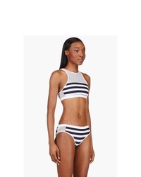 T by Alexander Wang White Striped Mesh Racerback Bikini Top