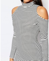 Missguided Cold Shoulder Stripe Bodycon Mini Dress