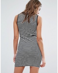 Daisy Street Striped Bodycon Dress With Crossover Front