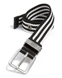 White and Black Horizontal Striped Canvas Belt
