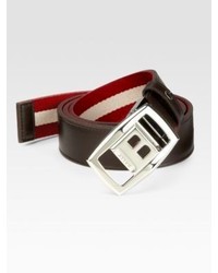 Bally Reversible Leather To Canvas Belt