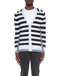 Marc Jacobs Striped Wool Cardigan In Off White Multi