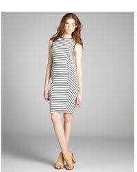 Casual Couture by Green Envelope Black And White Striped Stretch Knit Sleeveless Dress