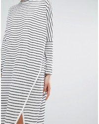 Daisy Street Relaxed T Shirt Dress With Wrap Front In Breton Stripe