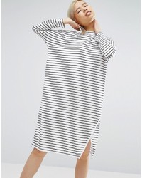Daisy Street Relaxed T Shirt Dress With Wrap Front In Breton Stripe