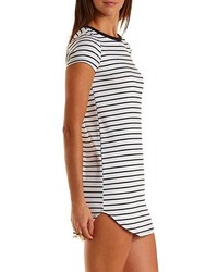 Charlotte Russe Striped Curved Hem T Shirt Dress