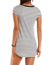 Charlotte Russe Striped Curved Hem T Shirt Dress