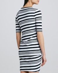 DKNY Striped Half Sleeve Dress