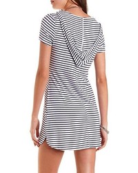 Charlotte Russe Striped Hooded T Shirt Dress