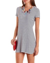Charlotte Russe Striped Hooded T Shirt Dress