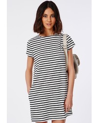 Missguided Striped T Shirt Dress Monochrome